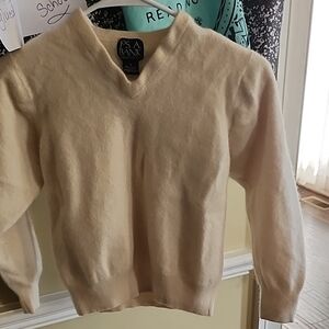 Cream V-Neck Sweater by Jos. A. Bank